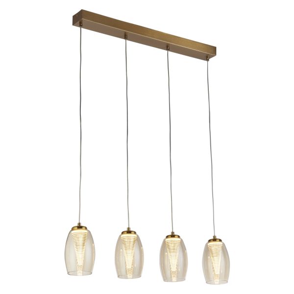 Підвісний світильник Searchlight 97292-4CP Cyclone 4Lt Bar Pendant - Bronze & Champagne Glass