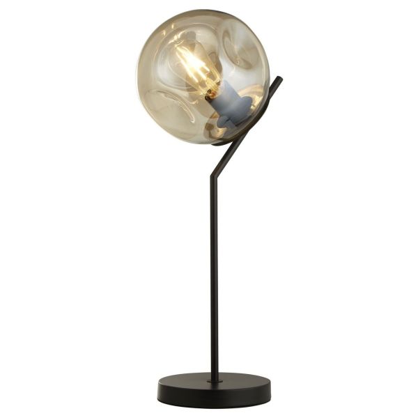 Lampa stołowa Searchlight EU22121-1BK Punch Table Lamp - Black with Punched Champagne Glass