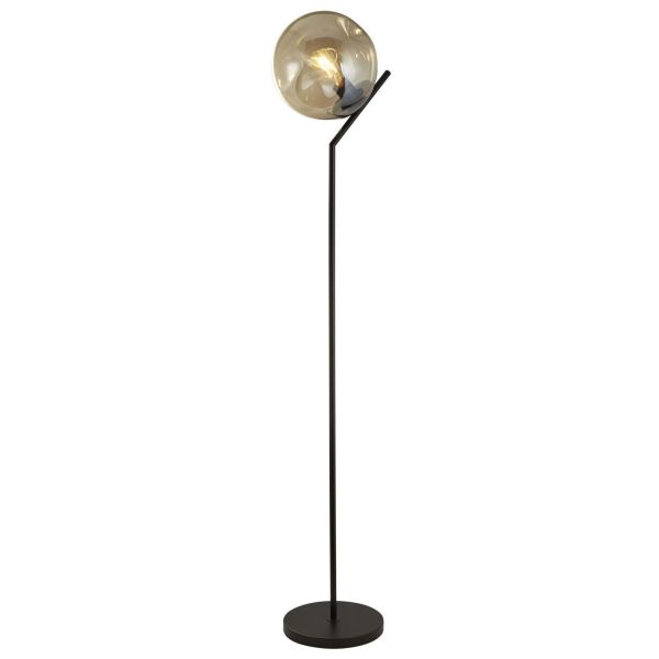 Lampa podłogowa Searchlight EU22122-1BK Punch Floor Lamp - Black with Punched Champagne Glass