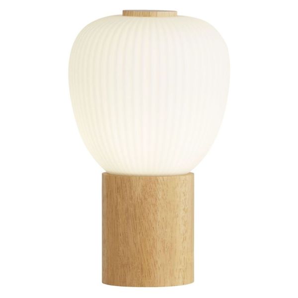 Настільна лампа Searchlight EU31410-1NA Ella Table Lamp - wood with opal ribbed glass shade