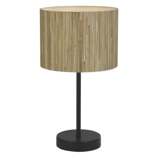 Настільна лампа Searchlight EU49712BK Meadow 1Lt Table Lamp, Natural Grass Shade and Black Metal