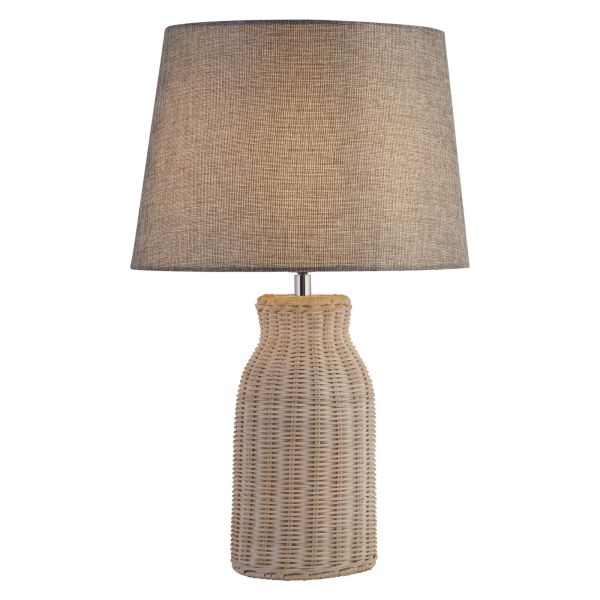 Lampa stołowa Searchlight EU60090WH x Lido Table Lamp - White Bamboo with Grey Shade