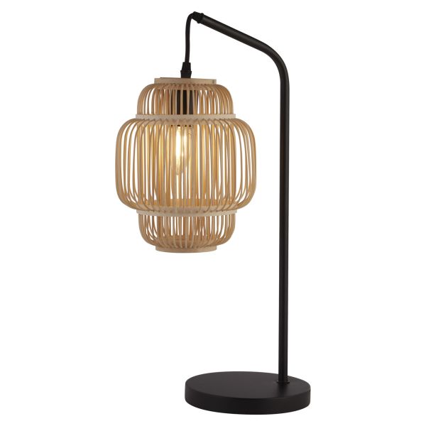 Настільна лампа Searchlight EU60095BK x Java Table Lamp - Black with Bamboo Frame Shade