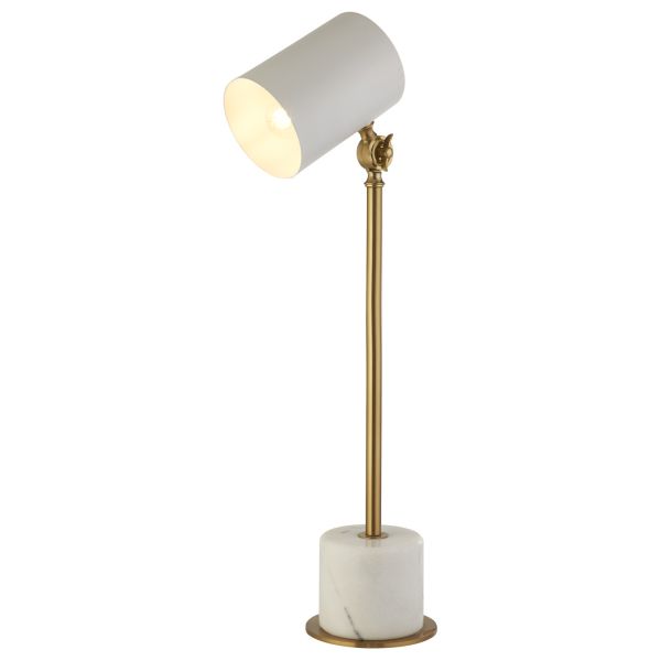 Lampa stołowa Searchlight EU60108WH x Beam Cylinder Head Lamp - White Marble Base