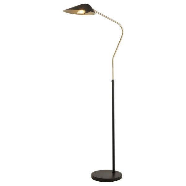 Lampa podłogowa Searchlight EU60420BK x Swan Floor Lamp - Black/Gold
