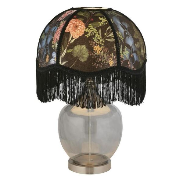 Lampa stołowa Searchlight EU60876 Regina Table Lamp - Midnight Garden Print With Smoke Glass