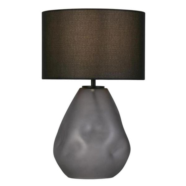 Lampa stołowa Searchlight EU65420BK Devon 1Lt Table Lamp, Black  Punched Glass with Black Linen