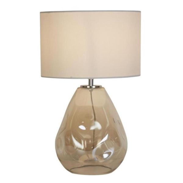 Lampa stołowa Searchlight EU65420CP Devon 1Lt Table Lamp, Champagne Punched Glass with Off White