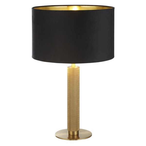 Lampa stołowa Searchlight EU65721BK London Table Lamp - Knurled Gold, Black Velvet Shade