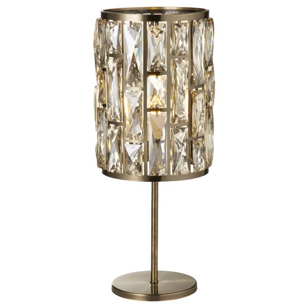 Lampa stołowa Searchlight EU6584AB Bijou Table Lamp - Antique Brass & Champagne Glass