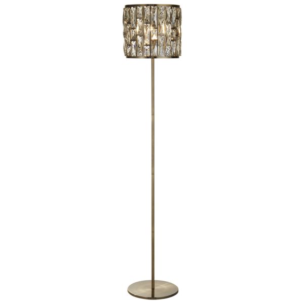 Lampa podłogowa Searchlight EU6589AB Bijou Floor Lamp - Antique Brass & Champagne Glass
