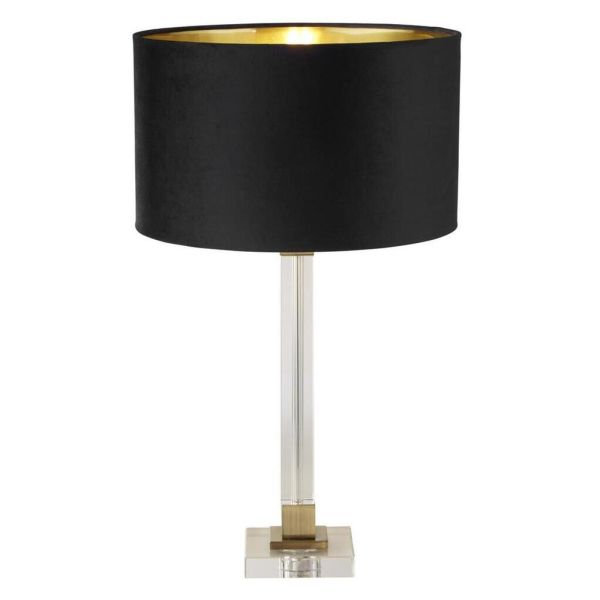 Lampa stołowa Searchlight EU67521BK Scarborough Table Lamp - Crystal & Brass, Black Velvet Shade