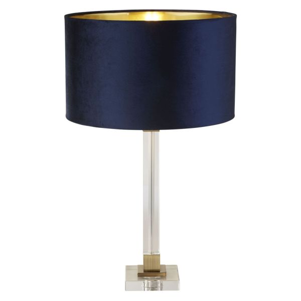 Lampa stołowa Searchlight EU67522AZ Scarborough Table Lamp-Crystal,Satin Nickel,Navy Velvet