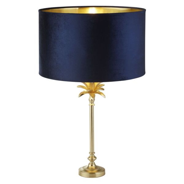 Lampa stołowa Searchlight EU81210AZ Palm Table Lamp - Satin Brass & Black Velvet Shade/Gold Inner
