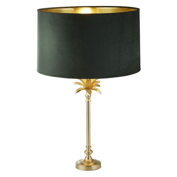 Lampa stołowa Searchlight EU81210GR Palm Table Lamp - Satin Brass & Navy Velvet Shade/Gold Inner
