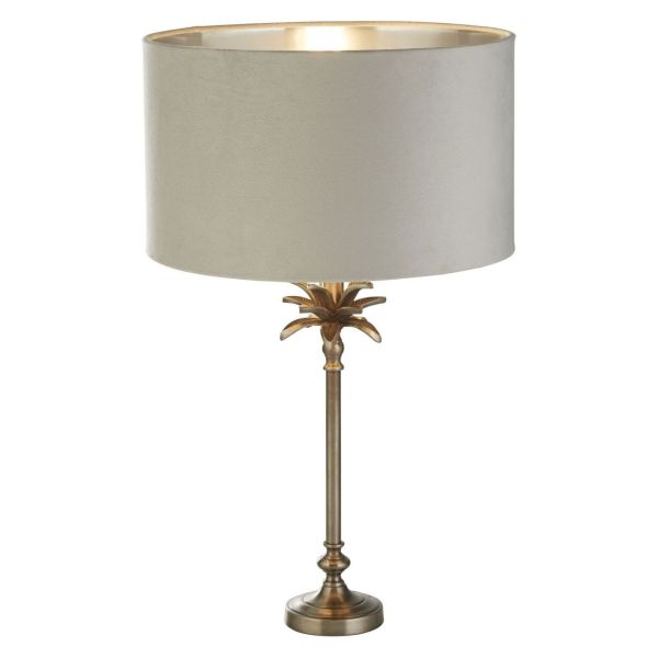 Lampa stołowa Searchlight EU81210GY Palm Table Lamp - Antique Nickel & Grey Velvet Shade