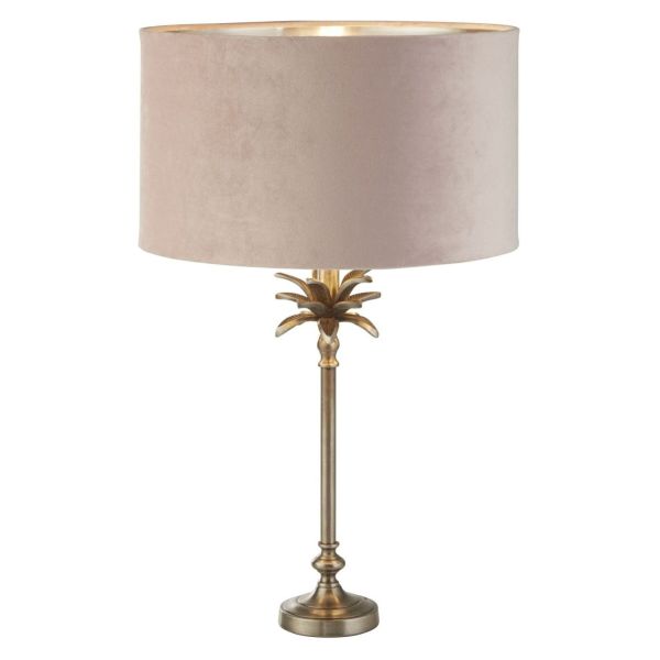 Lampa stołowa Searchlight EU81210PI Palm Table Lamp - Antique Nickel & Pink Velvet Shade