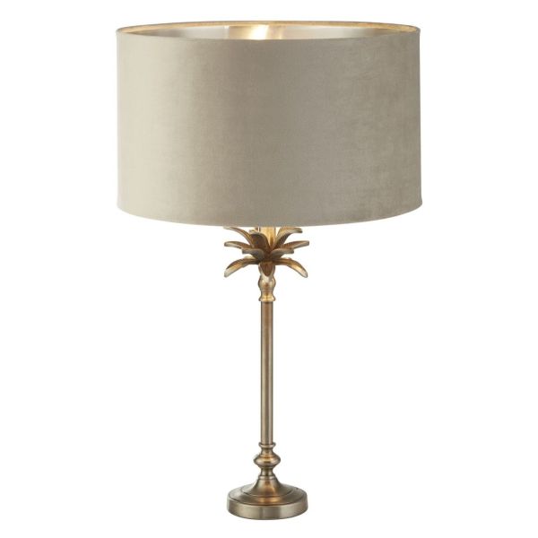 Lampa stołowa Searchlight EU81210TA Palm Table Lamp - Antique Nickel & Taupe Velvet Shade