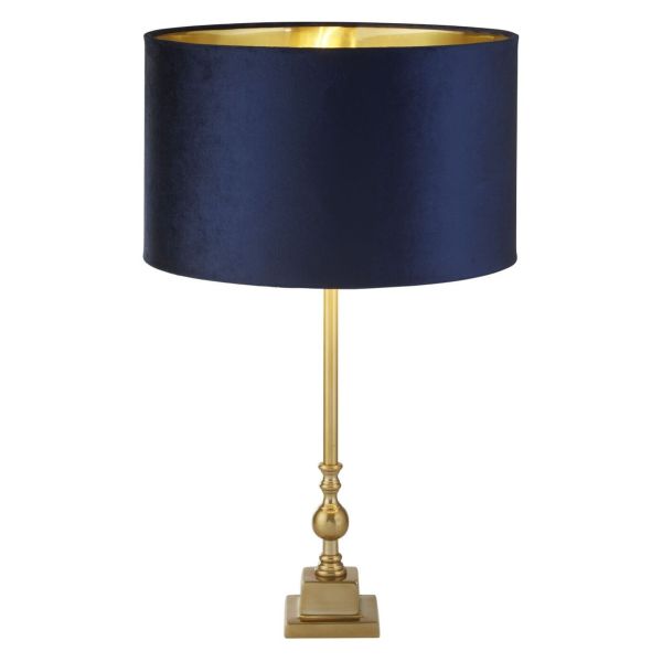 Lampa stołowa Searchlight EU81214AZ Whitby Table Lamp - Antique Brass & Navy Velvet Shade