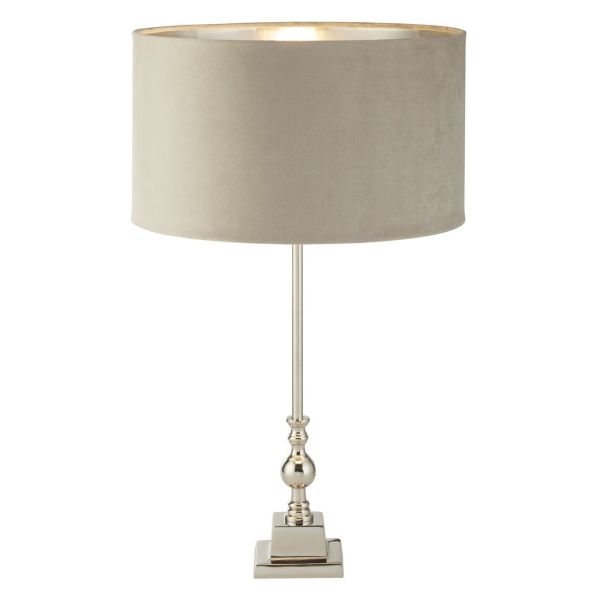 Lampa stołowa Searchlight EU81214TA Whitby Table Lamp - Chrome Metal & Taupe Velvet Shade