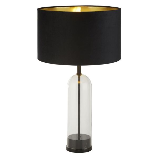 Lampa stołowa Searchlight EU81710BK Oxford Table Lamp - Glass, Black Metal, Marble & Velvet Shade