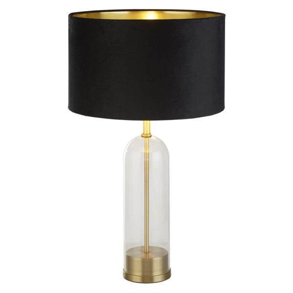 Lampa stołowa Searchlight EU81712BK Oxford Table Lamp - Glass, Brass, Black Velvet Shade