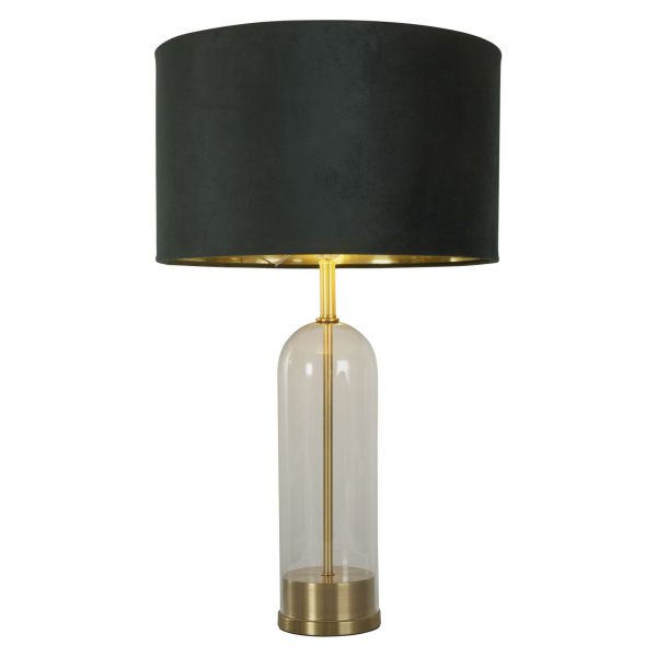 Lampa stołowa Searchlight EU81712GR Oxford Table Lamp - Glass, Brass, Green Velvet Shade