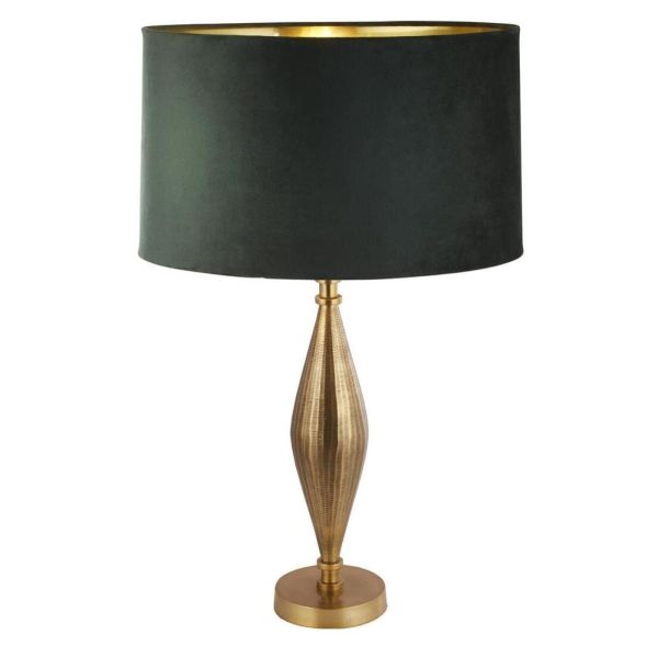 Lampa stołowa Searchlight EU84631GR Rye Table Lamp - Antique Brass Metal & Green Velvet Shade