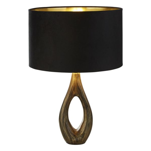 Lampa stołowa Searchlight EU86531BK Bucklow Table Lamp - Antique Brass & Black Velvet Shade