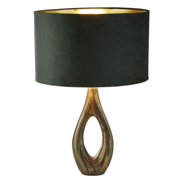 Lampa stołowa Searchlight EU86531GR Bucklow Table Lamp - Antique Brass & Green Velvet Shade