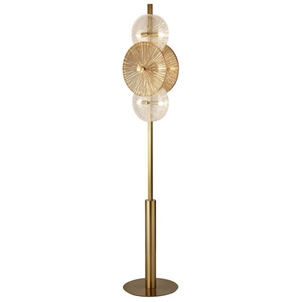 Lampa podłogowa Searchlight EU88212-6BZ Wagon Wheel 6Lt Floor Lamp - Bronze, Clear & Amber Glass