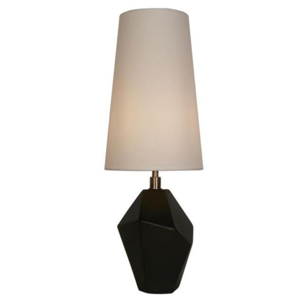Lampa stołowa Searchlight EU88250BK Apex 1Lt Table Lamp, Antique Brass Metal Black Resin, White