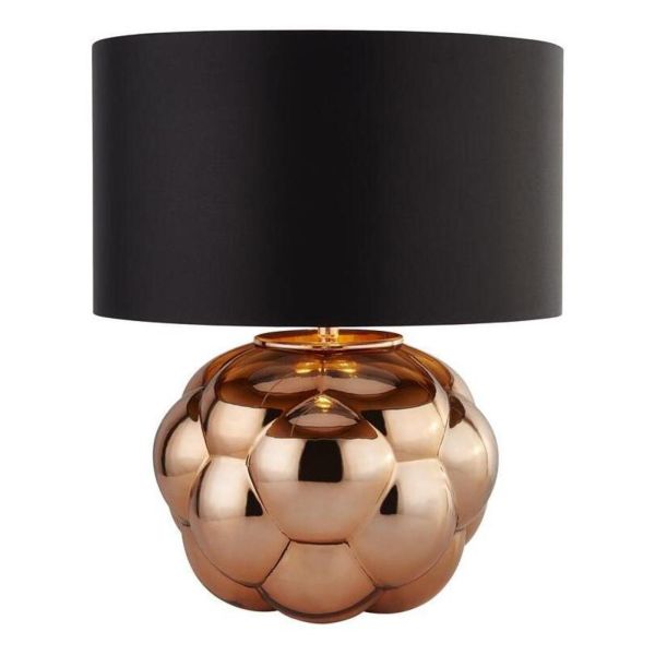 Lampa stołowa Searchlight EU9711CU Fizz Table Lamp - Copper Glass With Black Drum Shade