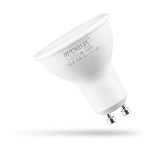 Лампа світлодіодна Sollux SL.0972 потужністю 7W. Типорозмір — MR16 з цоколем GU10, температура кольору — 3000K