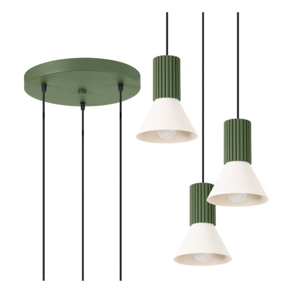 Підвісний світильник Sollux SL.1873 Estria 3p Beżowa/zielona Oliwka