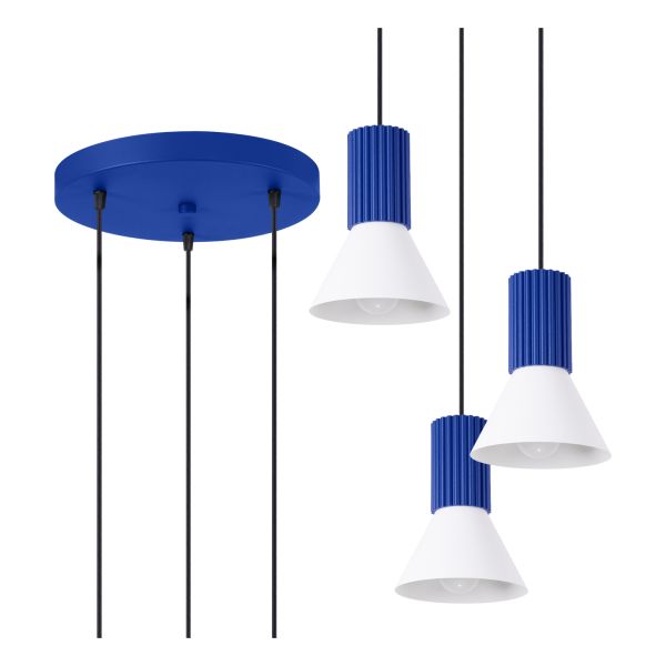 Підвісний світильник Sollux SL.1875 Estria 3p Biała/ultramaryna