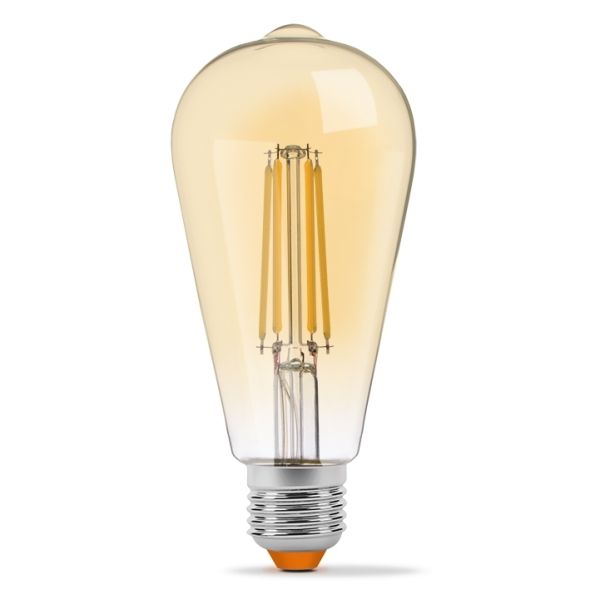 Żarówka ledowa  kompatybilna ze ściemniaczem Videx 23978 moc 6W z serii NeoClassic Series. Rozmiar — ST64 z gwintem E27, temperatura barwowa — 2200K