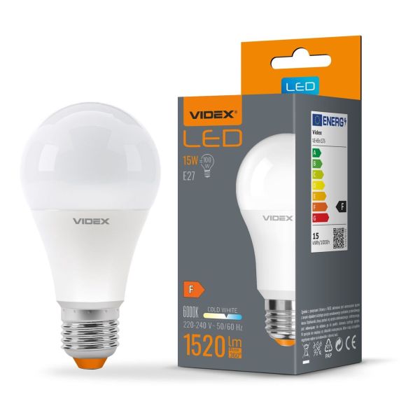 Żarówka ledowa Videx VLE-A65e-15276 moc 15W. Rozmiar — A65 z gwintem E27, temperatura barwowa — 6000К