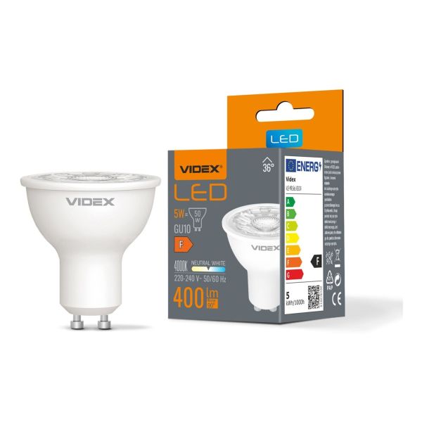Żarówka ledowa Videx VLE-MR16eL-05104 moc 5W. Rozmiar — MR16 z gwintem GU10, temperatura barwowa — 4000К
