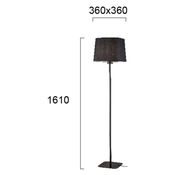 Wymiary produktu Viokef 4174801 Floor Lamp Black Hendrix, rozmiary