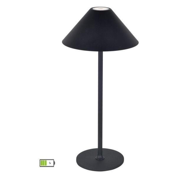 Lampa stołowa Viokef 4275201 Table Light Black with Battery Supply Cone