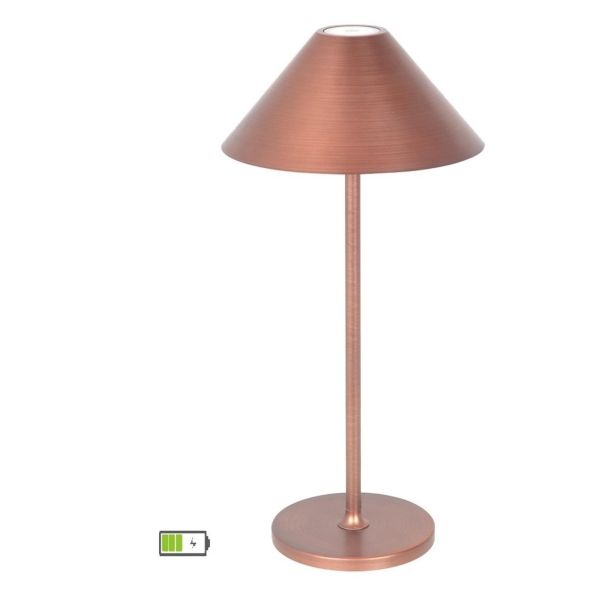Lampa stołowa Viokef 4275202 Table Light Copper with Battery Supply Cone
