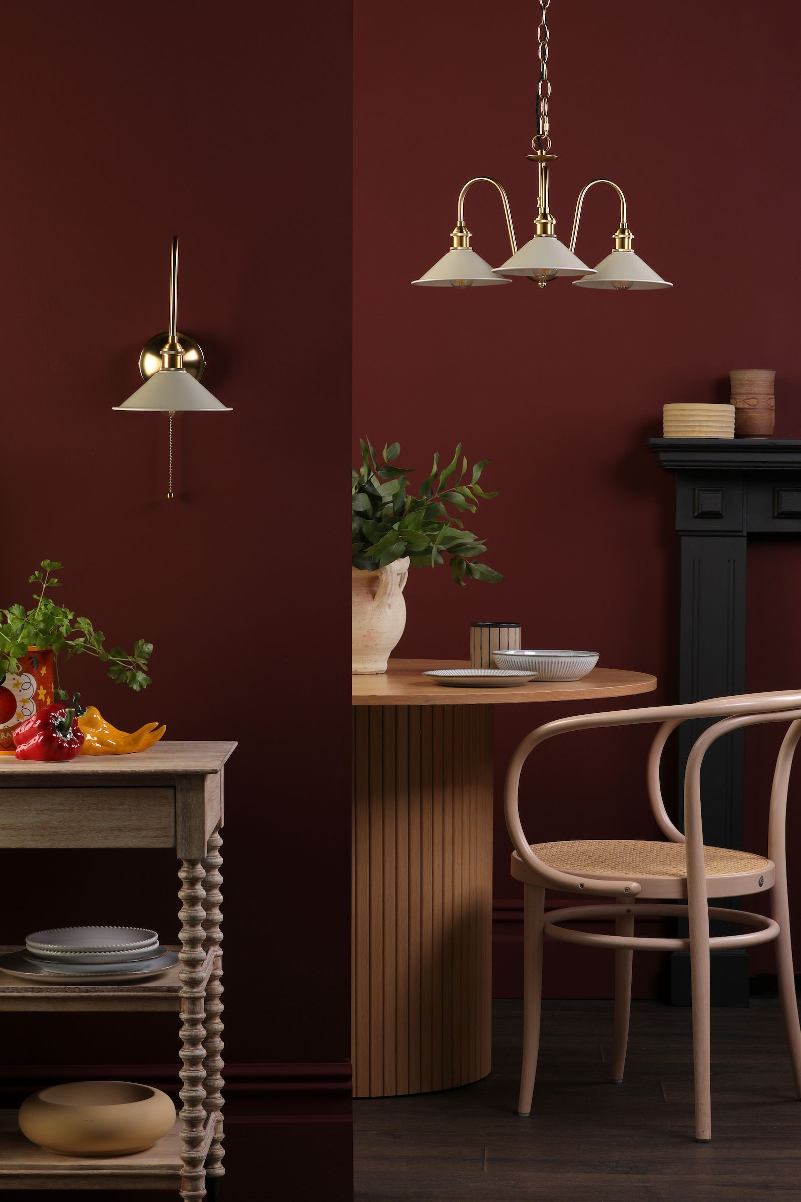 Zdjęcie produktu Dar Lighting HAD0340-06 Hadano 3 Light Pendant Natural Brass and Matt Taupe