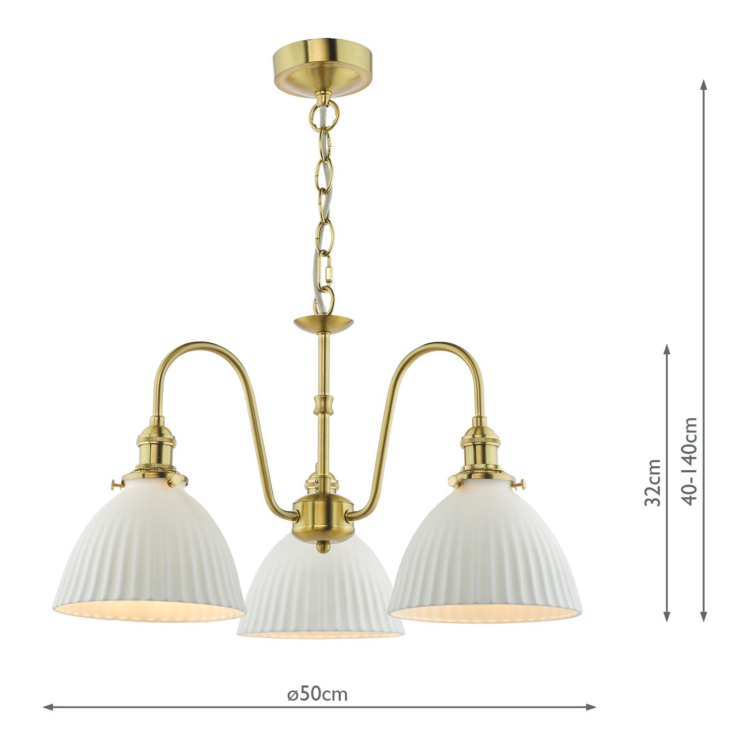 Zdjęcie produktu Dar Lighting HAD0340-09 Hadano 3 Light Pendant Natural Brass and White